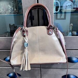 Tignanello Two Tone Leather Dome Crossbody/Handbag